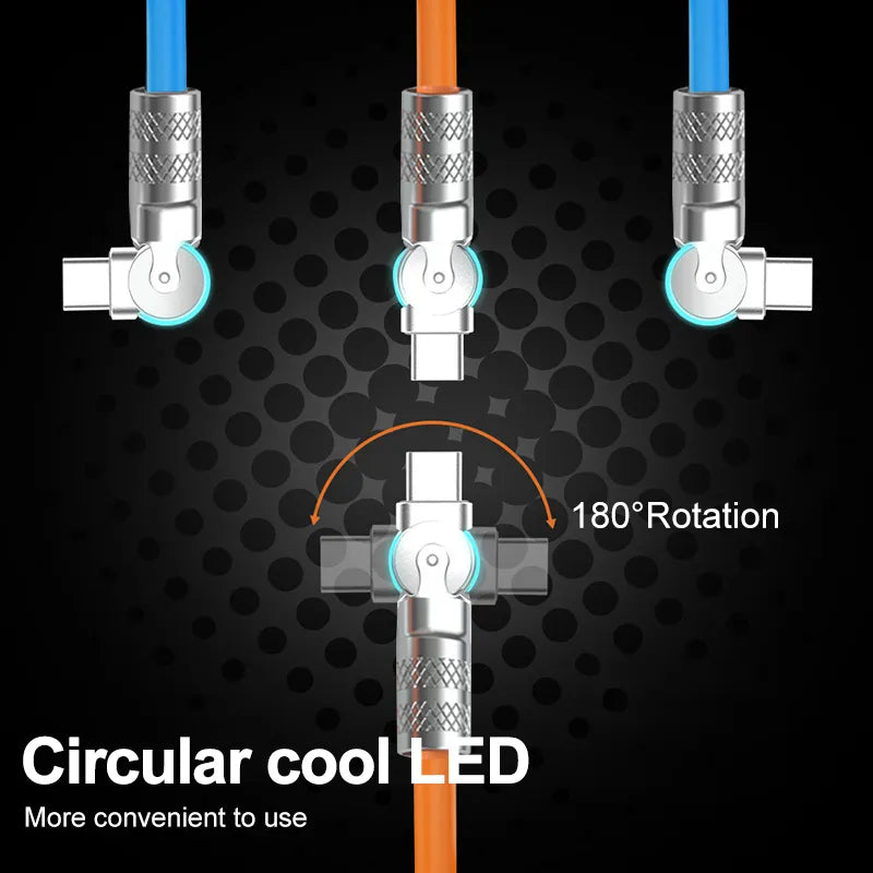 180° Rotatable 120w Super Fast Charging Cable - Liquid Silicone Charge Cable For ALL Phones!